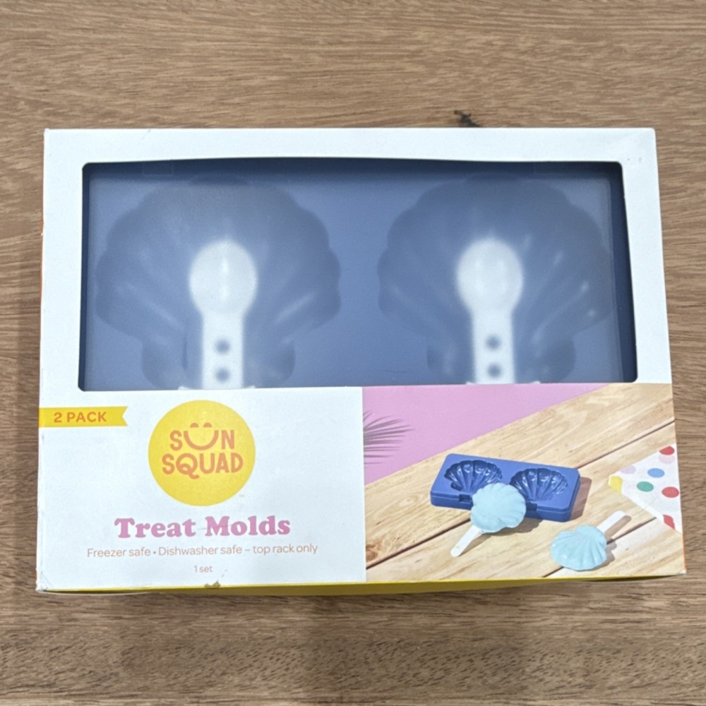 Sun Squad Treat Molds Ice Pop Mold Set 2 Pack Blue Seashells Freezer Safe